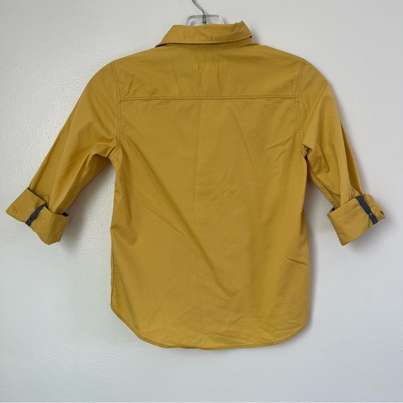 H&M Mustard Yellow Boys Button Up Shirt Size 6/7y Easter Church - Picture 3 of 4